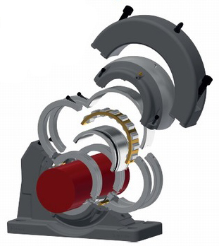 Exploded view of a Cooper Angle Plummer Block